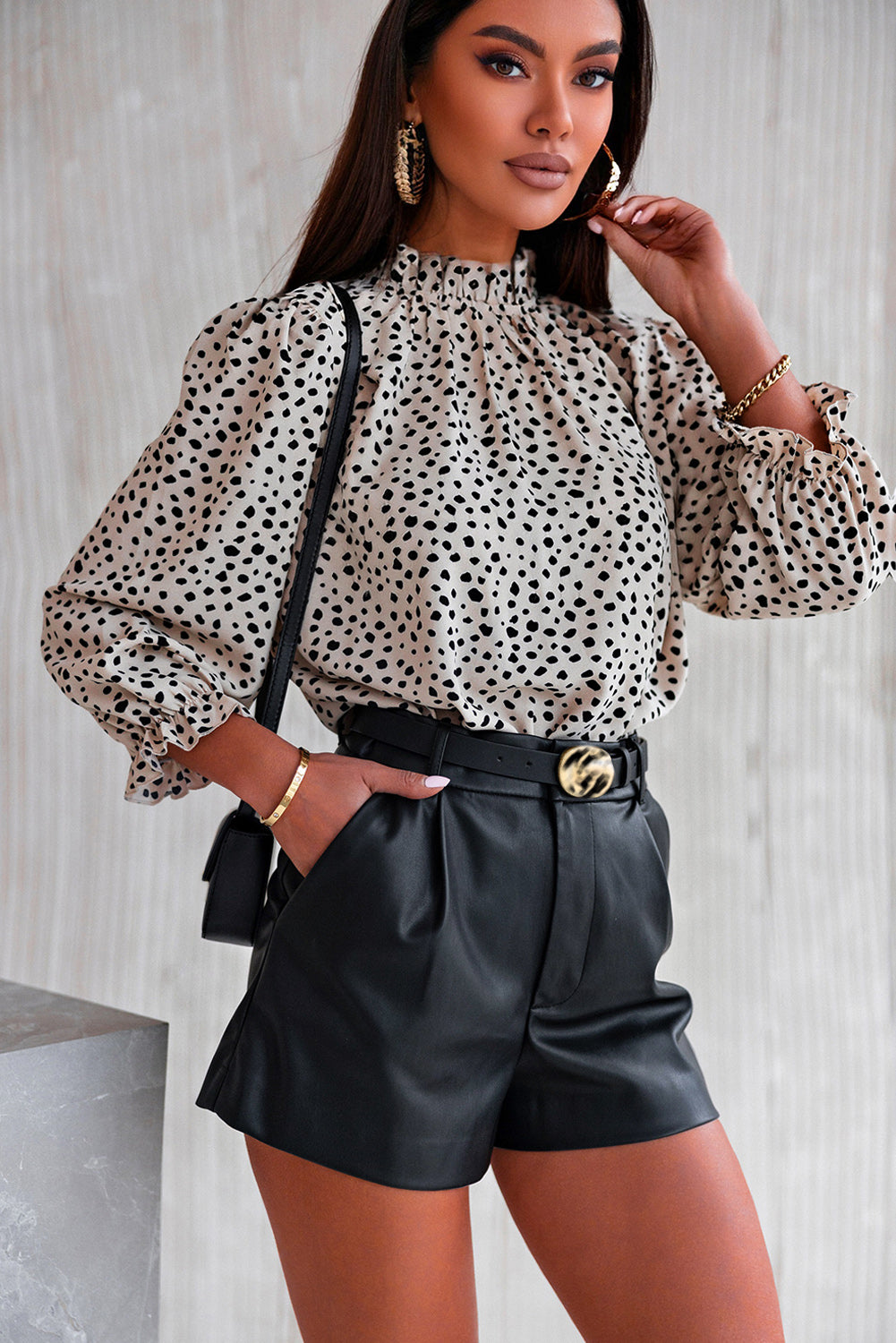 Leopard Plus Size Wrap V Neck Empire Waist Dress