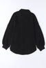 Black Plus Size Chest Pocket Waffle Knit Shirt