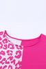 Multicolor Leopard Contrast Short Sleeve Plus Size T-shirt Dress