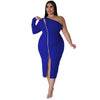 Plus Size Front Zipper Slit Dress