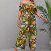 Plus Size Floral Off the Shoulder Wide Leg Jumpsuit