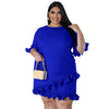 Plus Size Round Neck Ruffled Casual Dress