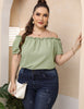 Plus Size Ruffled off-Shoulder Casual Shirt