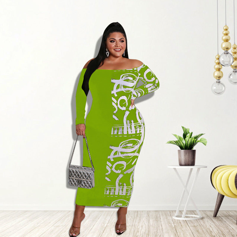 Plus Size / All Size Graffiti Off-the-Shoulder Dress