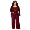 Plus Size Solid Color Three Piece Sporty Set