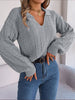 Casual Polo Collar Solid Color Long Sleeve Knitted Pullover Sweater