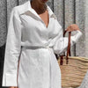 White Linen Long Sleeved Wrap Shirt