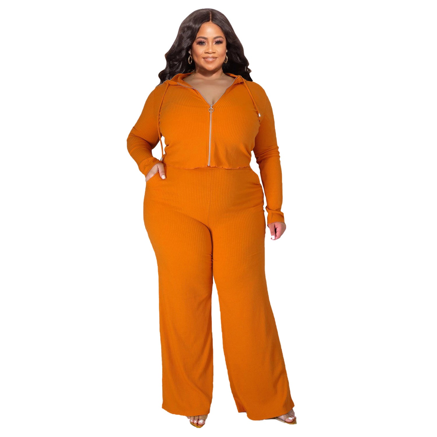 Plus Size Solid Color Three Piece Sporty Set