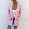 Sweater Women Autumn Winter New  Twist Mid-Length Pocket Knitted Cardigan Coat