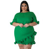 Plus Size Round Neck Ruffled Casual Dress