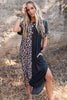 Multicolor Leopard Contrast Short Sleeve Plus Size T-shirt Dress