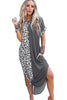 Multicolor Leopard Contrast Short Sleeve Plus Size T-shirt Dress