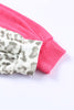 Khaki Ribbed Color Block Leopard Splicing Plus Size Top