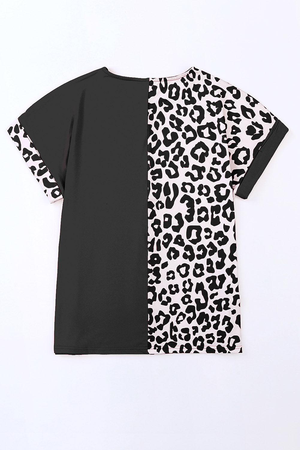 Multicolor Leopard Contrast Short Sleeve Plus Size T-shirt Dress