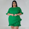 Plus Size Round Neck Ruffled Casual Dress