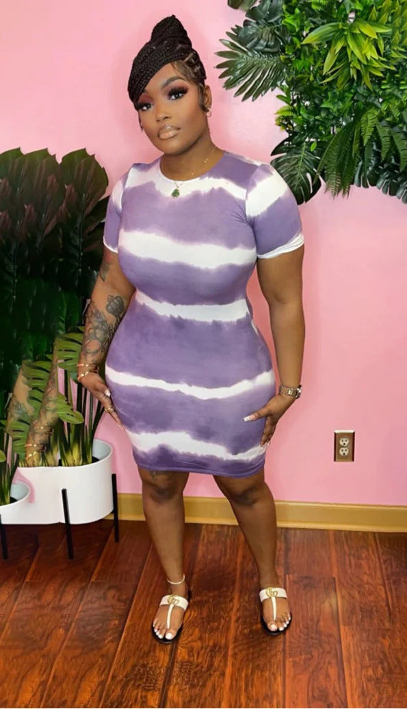 Plus Size Classic Tie Dye  Dress