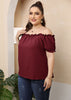 Plus Size Ruffled off-Shoulder Casual Shirt