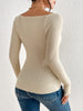 Solid Sweetheart Neckline Ribbed Sweater