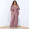 Plus Size Solid Color Three Piece Sporty Set