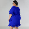 Plus Size Round Neck Ruffled Casual Dress