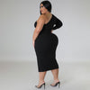 Plus Size Front Zipper Slit Dress