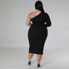 Plus Size Front Zipper Slit Dress