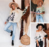 Round Neck Leopard Print Sweater Loose-Fitting Sweater Women
