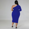 Plus Size Front Zipper Slit Dress