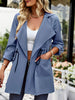 Open Front Drawstring Trench Coat with Pockets